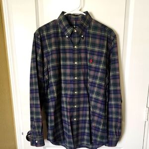 Polo by Ralph Lauren Men's Plaid Shirt - Green and Blue